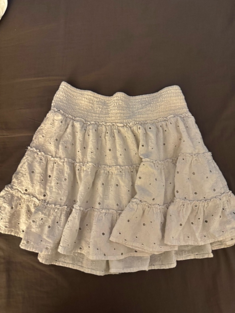 Women’s White Eyelet Tiered Skirt